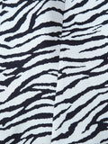 Zebra Stripe Print Two Piece Set for Women Lapel Long Sleeve Spliced Zipper Short Coat Mid Waist Knee Skirt Female