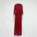 Chic Draped Maxi Dress Women Elegant Flutter Sleeve Turtleneck Patchwork Long Dresses 2026 Lady New Evening Party Gowns