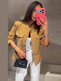 Vintage Waist Cinched Women's Suede Jacket Stand Collar Long Sleeve Single Breasted MilitaryJackets 2026 Autumn Lady Chic Coats