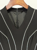 Black Diamond V-Neck Long Women'S Dress Elegant Long Sleeved V Neck High Waist Formal Dinner Evening Gown Chic Lady 2026