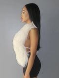 Sexy Furry Tank Tops Women Backless Sexy Midnight Cardigan Autumn Hipster Wild Basic Streetwear Halter Furs Y2K Tops