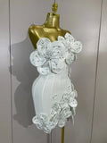 Elegant Formal Party Prom Gown Birthday Wedding Guest Dresses Luxury Chic 3D Beaded Flower Strapless Short Bodycon Bandage Dress