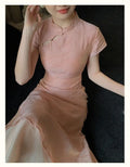 Chinese Style Dress Qipao Traditional Clothing Retro Young Improved Short Sleeve Cheongsam Dress Slim for Women Clothes Wedding