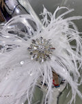 2026 Women's Luxury Rhinestone Feather Sequin Embroidered White Mesh Dress Glam Fashion Celebrity Party Evening Performance Gown