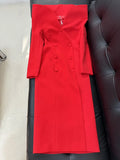 Black Red Color Women Long Sleeve Sexy Off the Shoulder Bodycon Mid-calf Evening Party Dress Celebrity Red Carpet Outfit