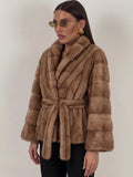 Multi Color Faux Fur Wide Lapel Belted Wrap Jacket Trendy Luxury Long Sleeve Soft Plush Winter Party Daily Office Outerwear 2026