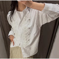 Fashion Women's Napoleon Shirts Loose Lapel Single Breasted Full Sleeve Female Blouses 2026 Summer Autumn Lady Chic Tops