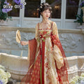 Olive Girl Red Embroidered Hanfu Dress for Ren Faire 2026 Garden Wedding Fairycore Photoshoot S-XL XS-3XL Plus Size Embroidered Flowing Sleeve Dramatic Silhouette Romantic Garden Party Editorial Not Costume Chinese Heritage Fashion Women
