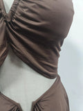 Solid Two Piece Set for Women Strapless Sleeveless Top High Waist Slimming Dress Female Fashion Style New