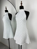 Fashion Polka Dot Dress Vintage High Waist Sleeveless Backless Neck Lace-up Dress Sexy Party Luxury Women Dresses Y2k