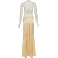 Thin Strap Diamond Back Women Maxi Dress Round Neck Cut Out Irregular Back Buckle Detail Fitted Waist Floor Length Long Dress