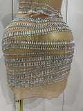 Luxury Sparkly Rhinestones Sexy Mesh See-through Mini Dress Women Celebrate Birthday Party Club Photo Shoot Stage Wear
