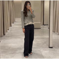 Spliced Lace Hem Jacket Elegant Long Sleeve V-neck Waisted Contrast Lace Bottom Design Casual Coat Autumn Fashion Retro Jackets