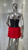 Women's Red Corsage Tube Top + Bud Skirt Set Glam Luxury Fashion Hot Party Evening Performance Dress Robe Femme Chic Et Élégante