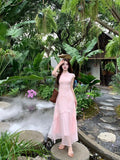Olive Girl Pink Romantic Qipao for Garden Wedding 2026 Fairycore Photoshoot S-XXL XS-3XL Plus Size Romantic Garden Party Editorial Not Costume Qipao Cheongsam Chinese Dress Chinese Heritage Fashion Women