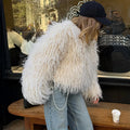 Fashion Luxury Cropped Faux Fur Coat Women's Winter 2025 Ins Hot Fluffy Short Faux Fur Jacket Street Style Warm Outwear