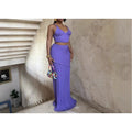 Solid Two Piece Set for Women V Neck Sleeveless Top High Waist Skirts Sets Female Fashin Style New