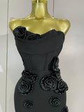 Newest Sexy Strapless Backless Red Flower Long Bandage Dress Women Celebirty Elegant Prom Evening Club Party Birthday Dresses
