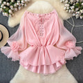 Solid Spliced Lace Up Mini Dresses for Women Slash Neck Long Sleeve High Waist Temperament Dress Female