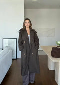 2026 Women Winter Plaid Trench Coat Single Breasted Waist Tie Loose Jacket Autumn High Street Daily Chic Hot Lux Outerwear 2026