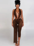 Patchwork Halter Romper Women Ribbon Sleeveless Elastic Backless Workout Activewear Midnight Activity Slim Playsuits
