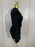 Women Shiny Sequins Black Splicing Long Sleeved Shorts Jumpsuit Celebirty Evening Birthday Party Bar Fashion Club Casual Dress