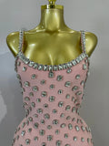 Women Luxury Diamonds Sleeveless Bodycon Bandage Mini Dress High Street Celebrate Evening Prom Club Elegant Birthday Party Dress