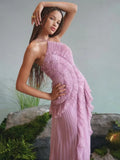 Women'S Irregular Pleated Slim Chiffon Long Dress Sexy Backless Ruffle Fashion Party Prom Elegant Evening Gown 2025 New
