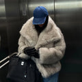 Chic Ins Blogger Brand Fashion Fake Fox Fur Jacket Coat Women 2026 Winter Luxury Design Big Collar Fur Coats Cool Girls Overcoat