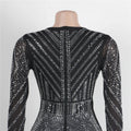 Sparkle Black Rhinestone Long Pants Jumpsuits Womens Autumn Long Sleeve Crystal Rompers Nightclub Outfits Clubwear
