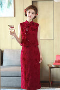 New Chinese Style Improved Sleeveless Wedding Cheongsam Autumn New High-end Wedding Banquet Toast Dress Women Qipao Dress