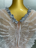 Sexy Shining Gold Crystal Transparent Wings Mini Dress 2025 Women Birthday Party Bar Nightclub Singer Stage Performance Costume