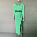 Sexy Lady Two Pieces Sets Hollow Out Crochet Knitted Suit Parti Dresses Women 2 Piece Matching Set with Midi Skirt Outfit