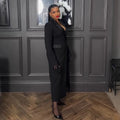 Fashion Women OL Work Double Breasted Notched Long Sleeve Maxi Dress Spring Sexy Night Elegant Party Street Long Dresses