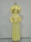 Solid Three Piece Set for Women Square Collar Sleeveless Top with Shawl Sheer Mesh Long Skirt Sexy Outfit Female