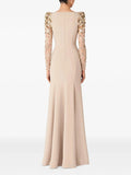 Diamonds Beaded Sequins Formal Evening Dress Lace Long Sleeves Mermaid Women's Gowns Trumpet Elegant Wedding Party Dress