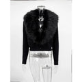 Elegant Faux Fur Coats Women's Warm Puffy Slim Long-Sleeve Collared Cardigan Winter Fashion High-Street Women Outwear
