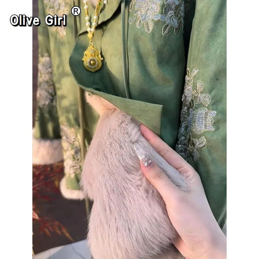 Olive Girl Red Embroidered Embroidered Jacket Ren Faire Season 2026 Garden Wedding Fairycore Photoshoot Everyday Wear Ethereal Romantic S-XXL XS-3XL Plus Size East Asian Traditional Outfit Chinese Heritage Fashion Women Costume Alternative Authentic