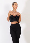 Women's Black 3D Corsage Crop Tube Top Fashion Hot Vacation Party Wear Versatile Stylish Performance Single Item Robes De Soirée