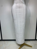 Women Luxury Design Halter Beading Bandage Dress Curve Bodycon Ankle Length Evening Party Birthday Cocktail Prom Dresses