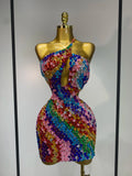 Women Sexy Backless Hollow Out Shiny Diamond Evening Prom Gown Luxury Birthday Festival Celebrate Nightclub Stage Outfit