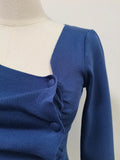 Solid Spliced Folds Designer T Shirt For Women Skew Collar Long Sleeve Patchwork Buttons Chic T Shirts Female New