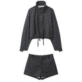 Fashion Polka Dot Print Jacket Coat Women's Stand Collar Long Sleeved Workwear Coat Ins Hot Short Casual Female Jackets