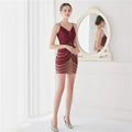 Elegant Women Short Evening Dress Sexy Straps Sequin Slim Bodycon Party Dresses Black Gold Female Vestidos De Soiree