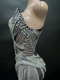 Dress Manufacturer Small Orders Shinny Diamond Tassel Chain Bodycon Mini Dress Woman Sexy Runway Mujer Ropa