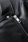 Women's Motorcycle Leather PU Imitation Leather Loose Jacket Black Jacket