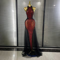 New Arrival Women Sexy Backless Halter Shining Rhinestones Snakeskin Bodycon Mesh Long Dress Nightclub Party Celebrate Clothing