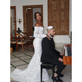 Customized Off the Shoulder Floor-Length Prom Dress Lace Embroidery vestidos de noche 3D Flower Beading Evening Dresses