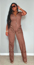 Sexy Deep V-neck Party Woman Jumpsuits Zipper Pocket Turn Down Collar Skinny Night Club Outfits One Piece Jumpsuit