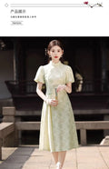 Olive Girl Green Dramatic Qipao for Ren Faire 2026 Garden Wedding Fairycore Photoshoot Everyday Wear S-XXL XS-3XL Plus Size Dramatic Silhouette Romantic Cottagecore Garden Party Editorial Not Costume Chinese Heritage Fashion Women